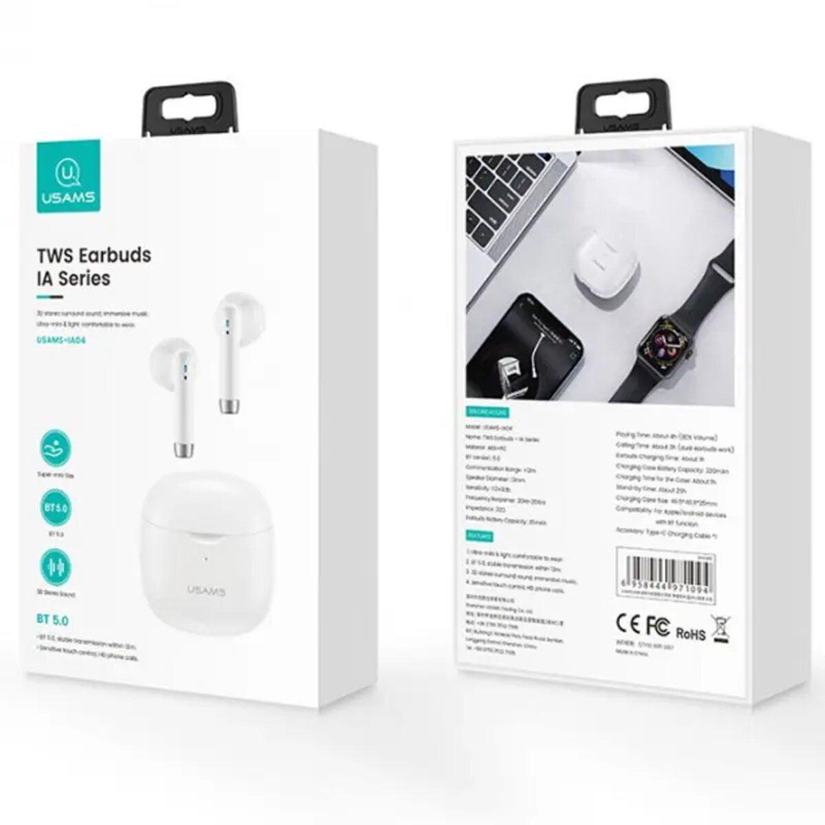 Навушники Bluetooth USAMS-IA04 TWS Earbuds IA Series White (582246) - фото 4