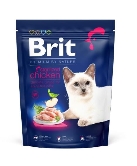 Корм сухий для стерилізованих кішок Brit Premium Cat by Nature Sterilised з куркою 300 г (171846) Корм сухий для стерилізованих кішок Brit Premium Cat by Nature Sterilised з куркою 300 г (171846)