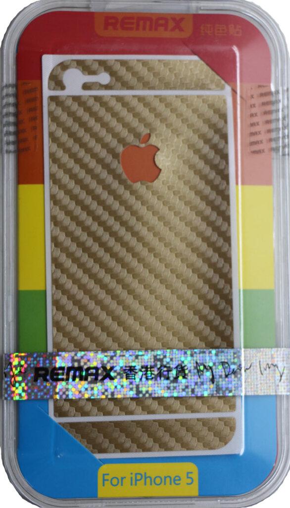 Захисна плівка для телефону Remax iPhone 5 5S 5SE (front+back) Pure Sticker Golden