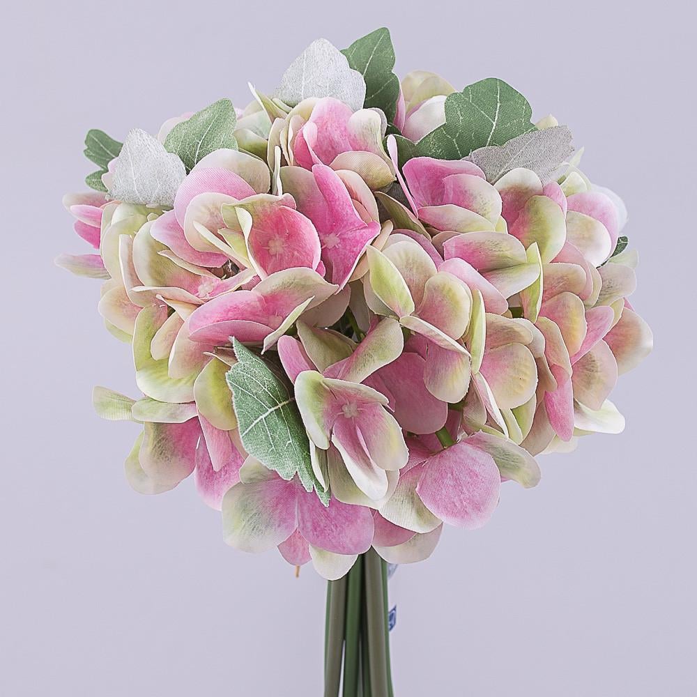 Искусственные цветы Букет гортензии вязкой премиум Розовый (1745-3)