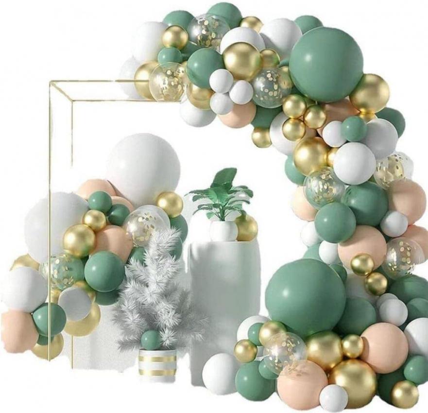 Набор воздушных шаров Happy Birthday для фотозоны на день рождения 100 шт. Sage Green