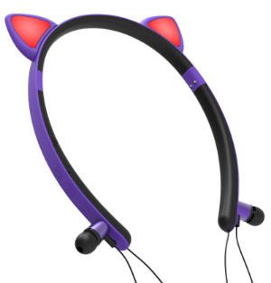 Наушники беспроводные LINX ZW-29 Cat Ear Bluetooth Design с ушками LED Фиолетовый (SUN6579)