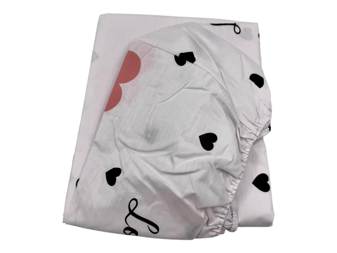 Простынь на резинке Love'n'Hearts бязь 160х200 см (G-1904LO/WP/x160) Простынь на резинке Love'n'Hearts бязь 160х200 см (G-1904LO/WP/x160)