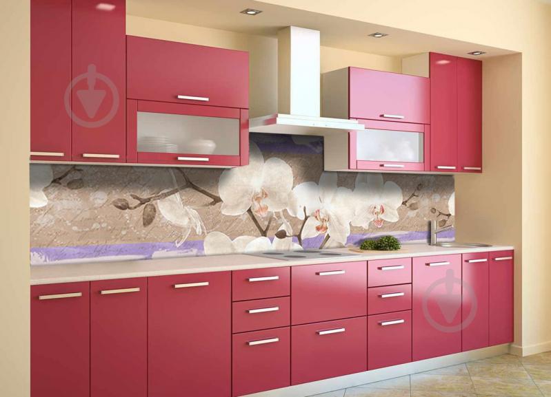 Скинали на кухню Zatarga «Орхидеи Текстура» 600х2500 мм виниловая 3Д наклейка кухонный фартук самоклеящаяся Z180852