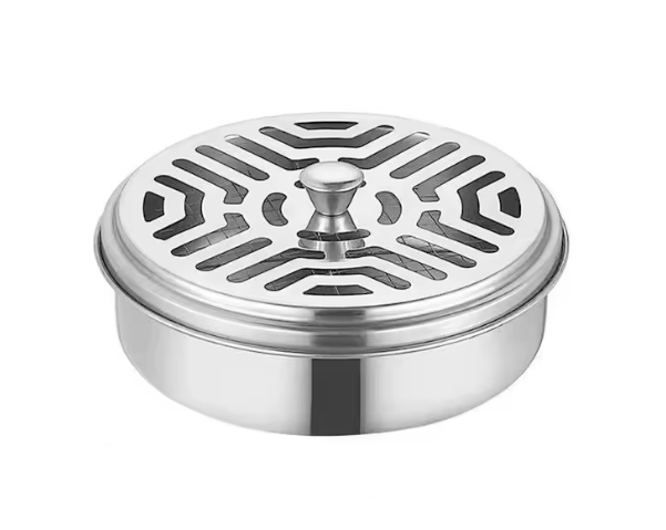 Тримач підставка для спіралей від комарів з кришкою сталь 14,5х4 см Silver