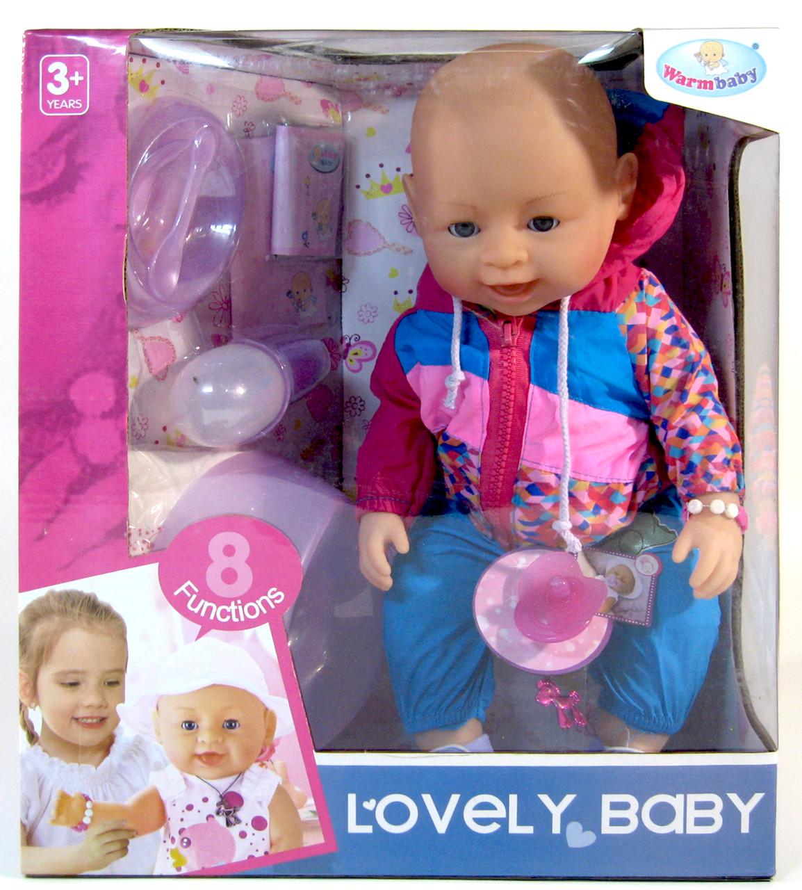 Лялька пупс функціональний Lovely baby 8040-487 горщик пляшечка памперс магнітна соска - фото 3