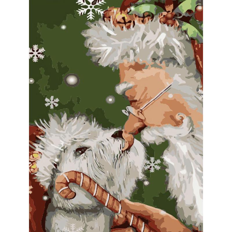 Картина по номерам Strateg Премиум Дедушка с собачкой 30х40 см (SS6823)