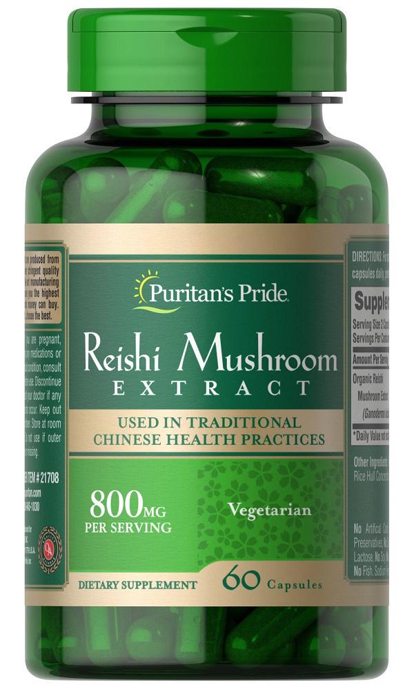 Комплекс грибной Рейши Puritans Pride Reishi Mushroom Extract 60 Capsules 400 мг