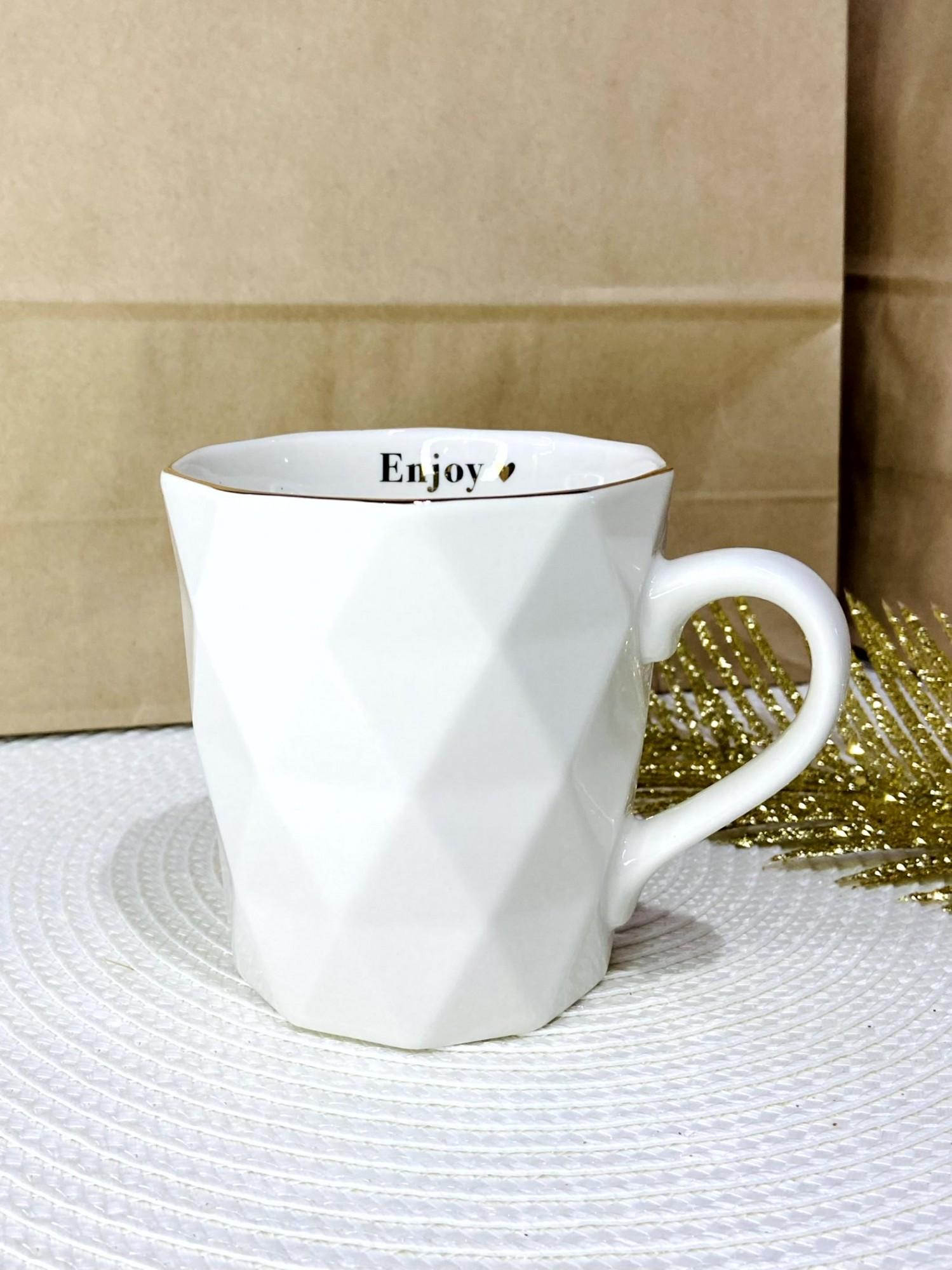 Чашка фарфоровая Enjoy с золотым ободком 350 мл