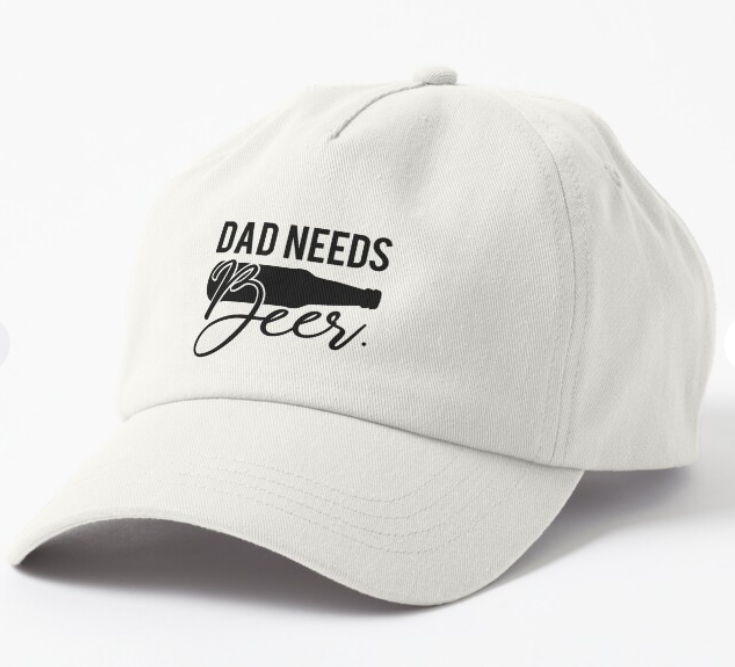 Кепка унисекс Malfini с принтом "Dad needs beer" Белый (ПАПА36К2)