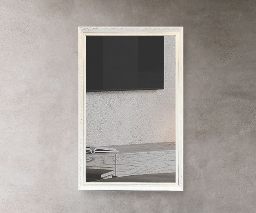 Дзеркало настінне CRYSTAL GLASS в багетній рамі 1200x600 мм Білий (С4479)