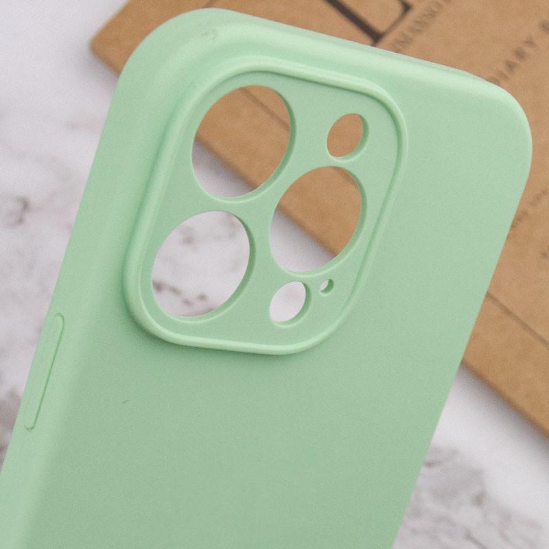 Противоударный чехол Silicone Case Full Camera Protective (AA) NL для Apple iPhone 15 Pro (6.1") Зеленый / Pistachio - фото 6