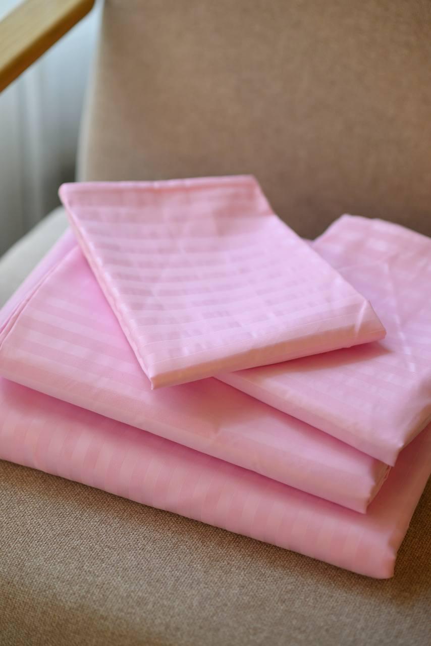 Комплект постільної білизни Signorina Siena зі страйп-сатину євро 50х70 см/70х70 см Рожевий (0019E) - фото 4