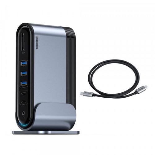 Док-станция USB3.2 Type-C BASEUS CAHUB-DG0G 3xHDMI/2xUSB-C/5xUSB/RJ45/SD/TRRS 3.5/PD 100W - фото 2