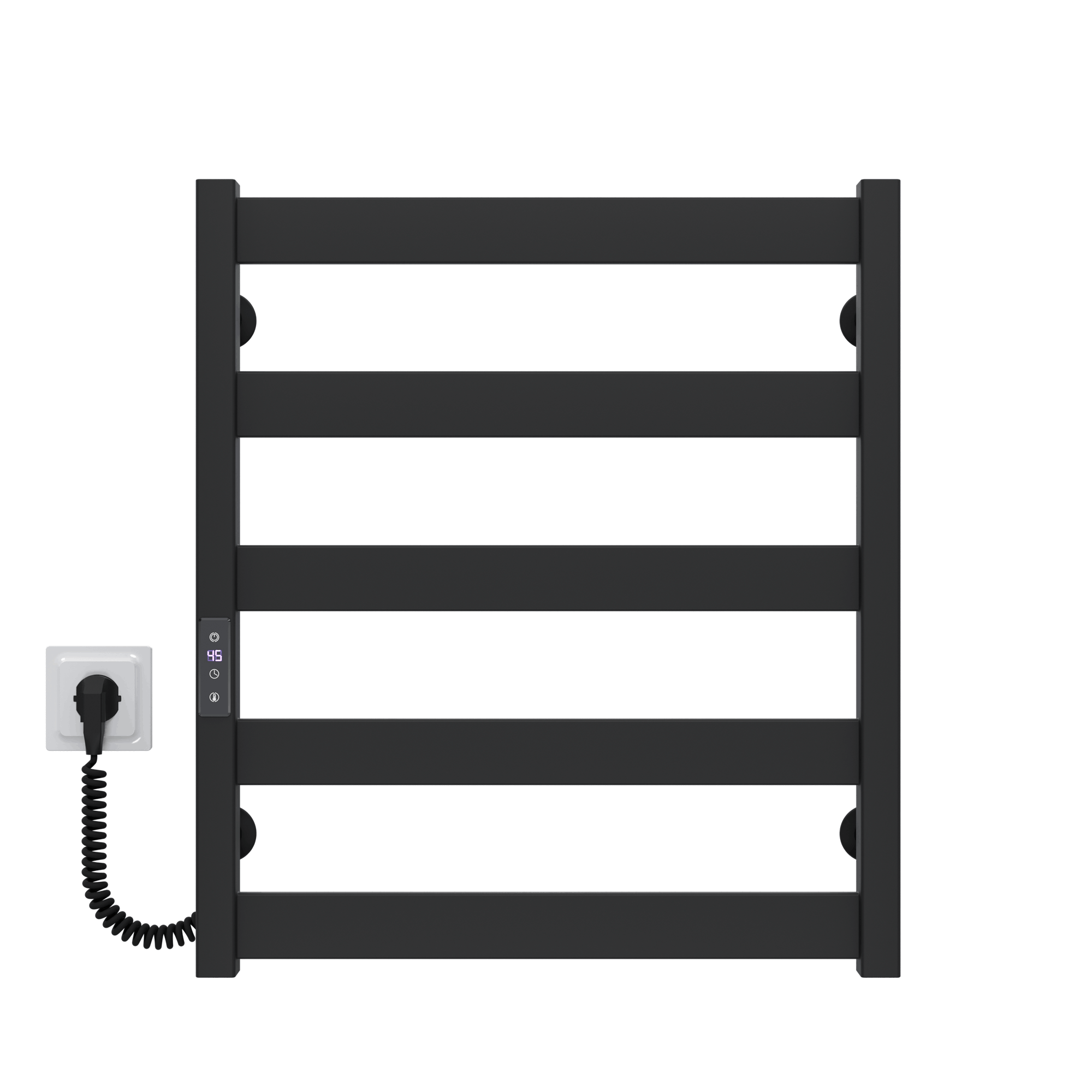 Полотенцесушитель электрический Deffi Silvia П5 JD04 левое подключение нержавеющая сталь 500х600 E мм Черный (A.SV.60.50.5.E.B.L.2)