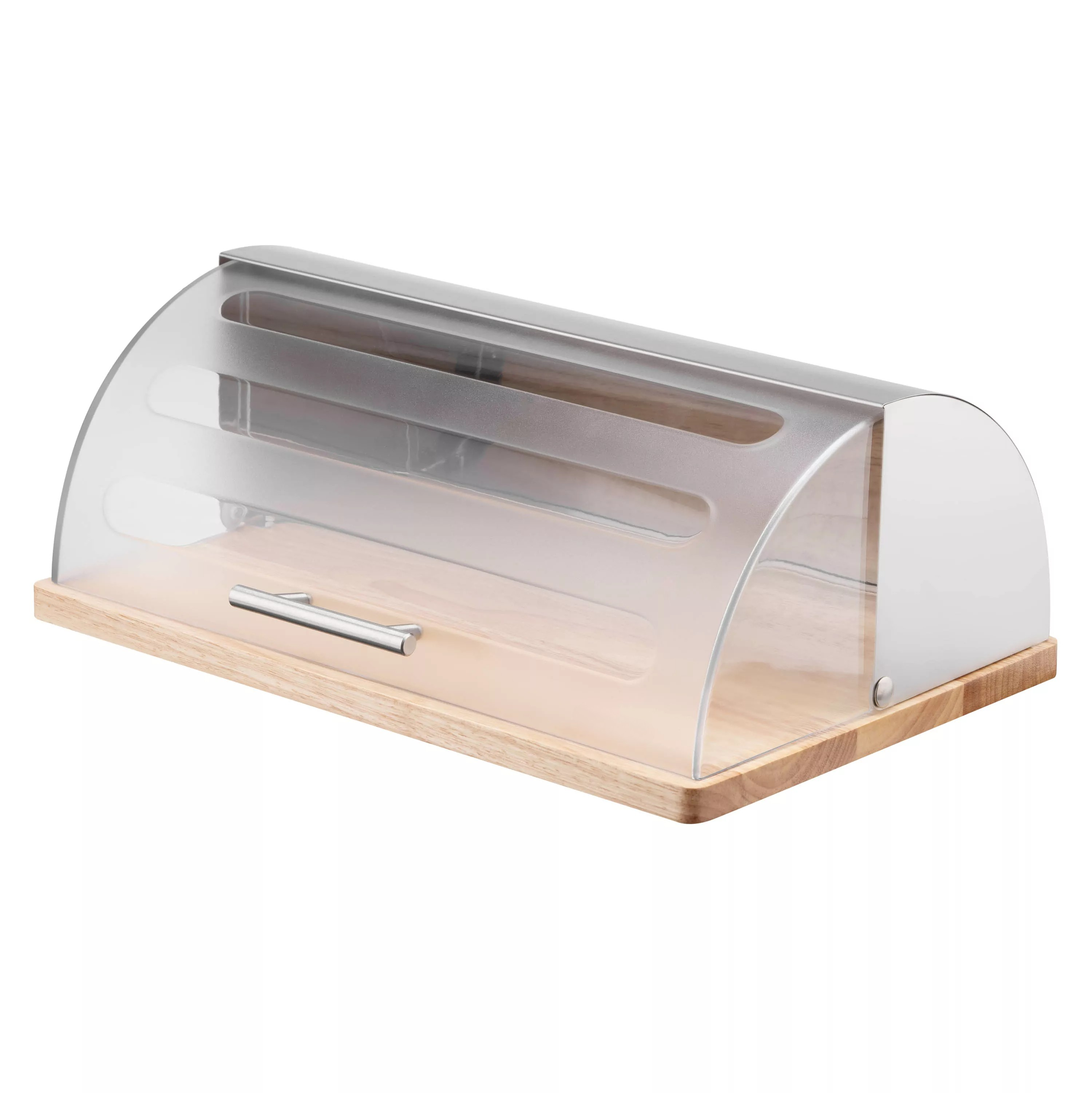 Хлебница прямоугольная крышка из дерева/пластика и нержавеющей стали 39х27х15 см Белый/Прозрачный (AR0914GB1)