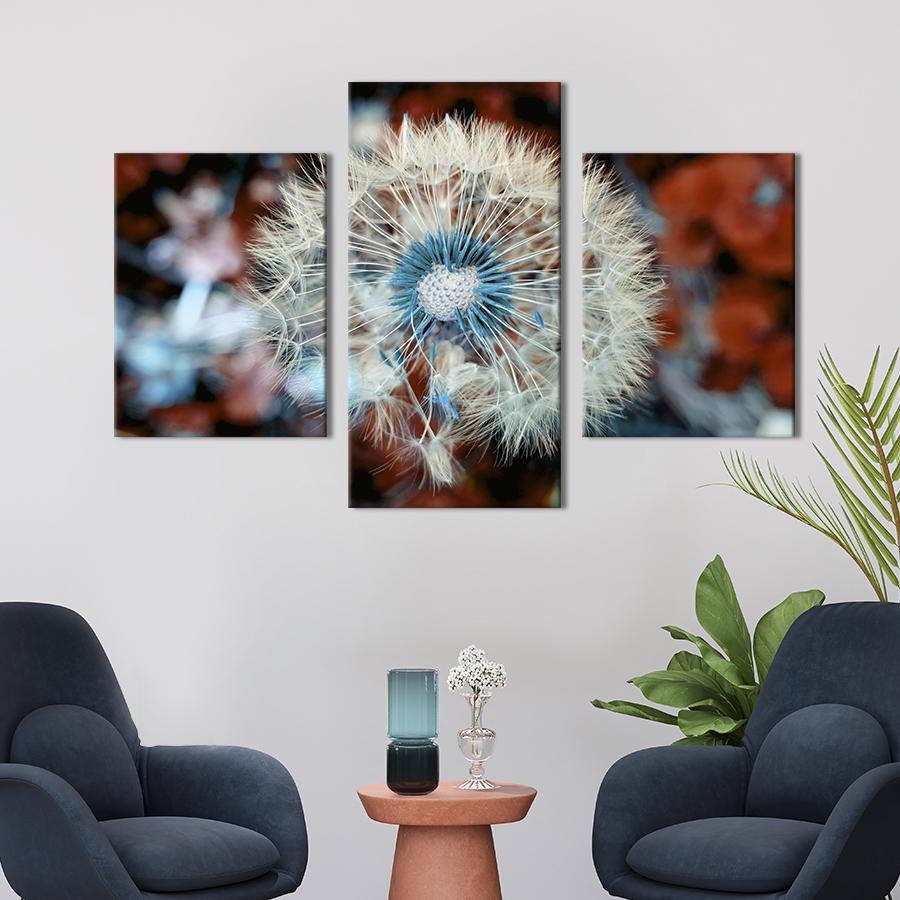 Картина на холсте триптих Воздушный одуванчик 66x40 см (830-32)
