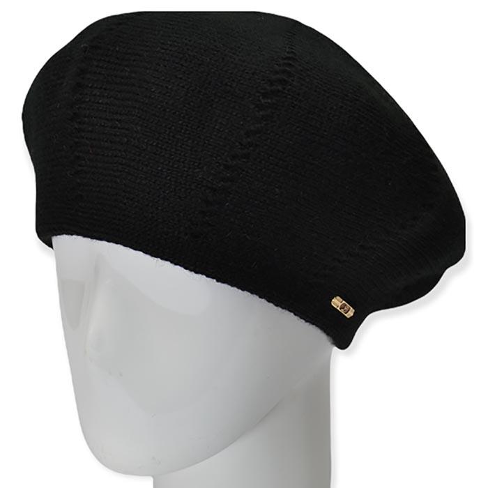 Берет женский Lirus Ариэль из шерсти двойной с узором Черный