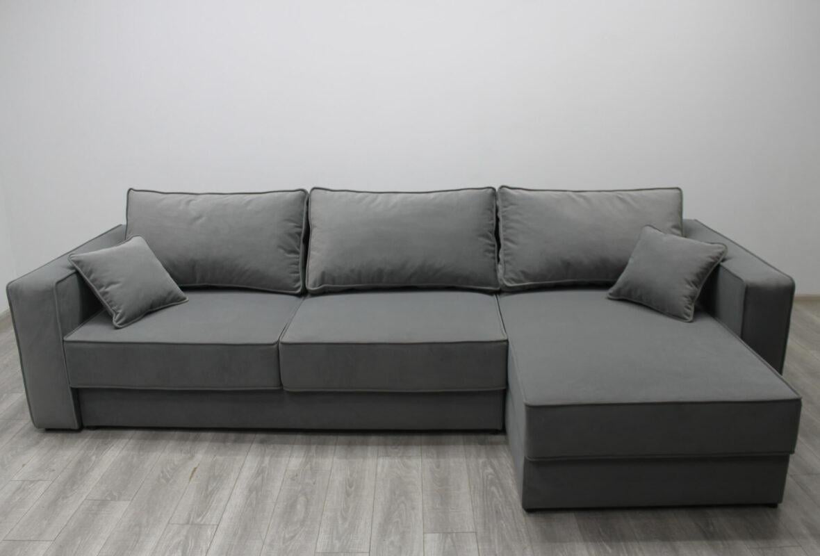 Диван угловой раскладной ортопедический Шик Галичина Томас Натуральное дерево/Текстиль серый