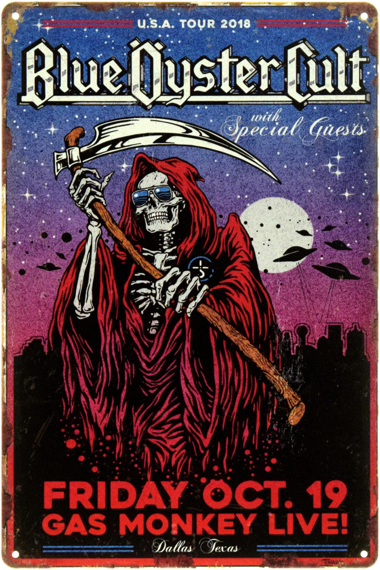 Табличка металлическая "Blue Öyster Cult USA Tour 2018" 20x30 см (ms-104423)