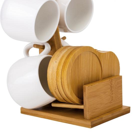 Набір керамічних кружок Elisey Тандем з бамбуковою підставкою 230 мл 9 предметів Білий (135-81-9184-004) - фото 2 Набір керамічних кружок Elisey Тандем з бамбуковою підставкою 230 мл 9 предметів Білий (135-81-9184-004) - фото 2