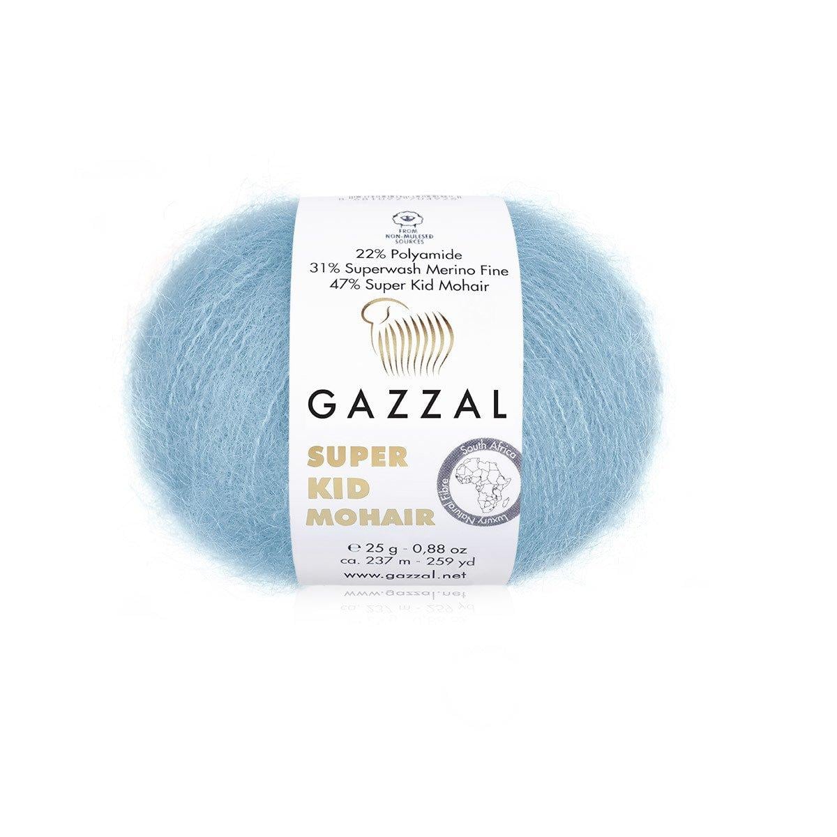 Пряжа Gazzal Super Kid Mohair 64420 голубой (3926)