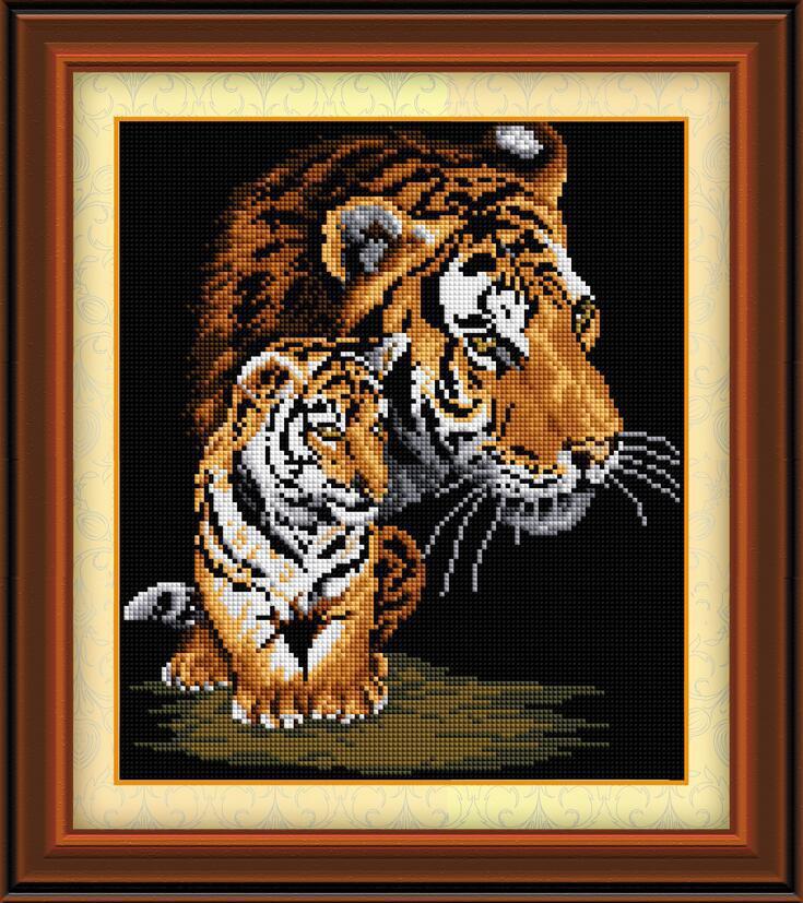 Алмазная мозаика Dream Art Тигрица и тигренок 33x43 см (DA.30044)