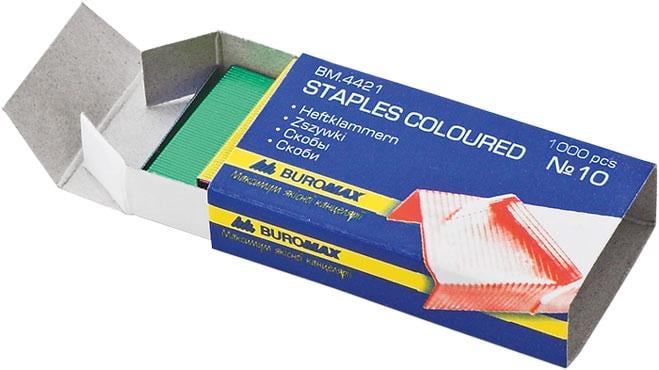 Скобы Buromax №10 1000 шт. Разноцветный (BM.4421)