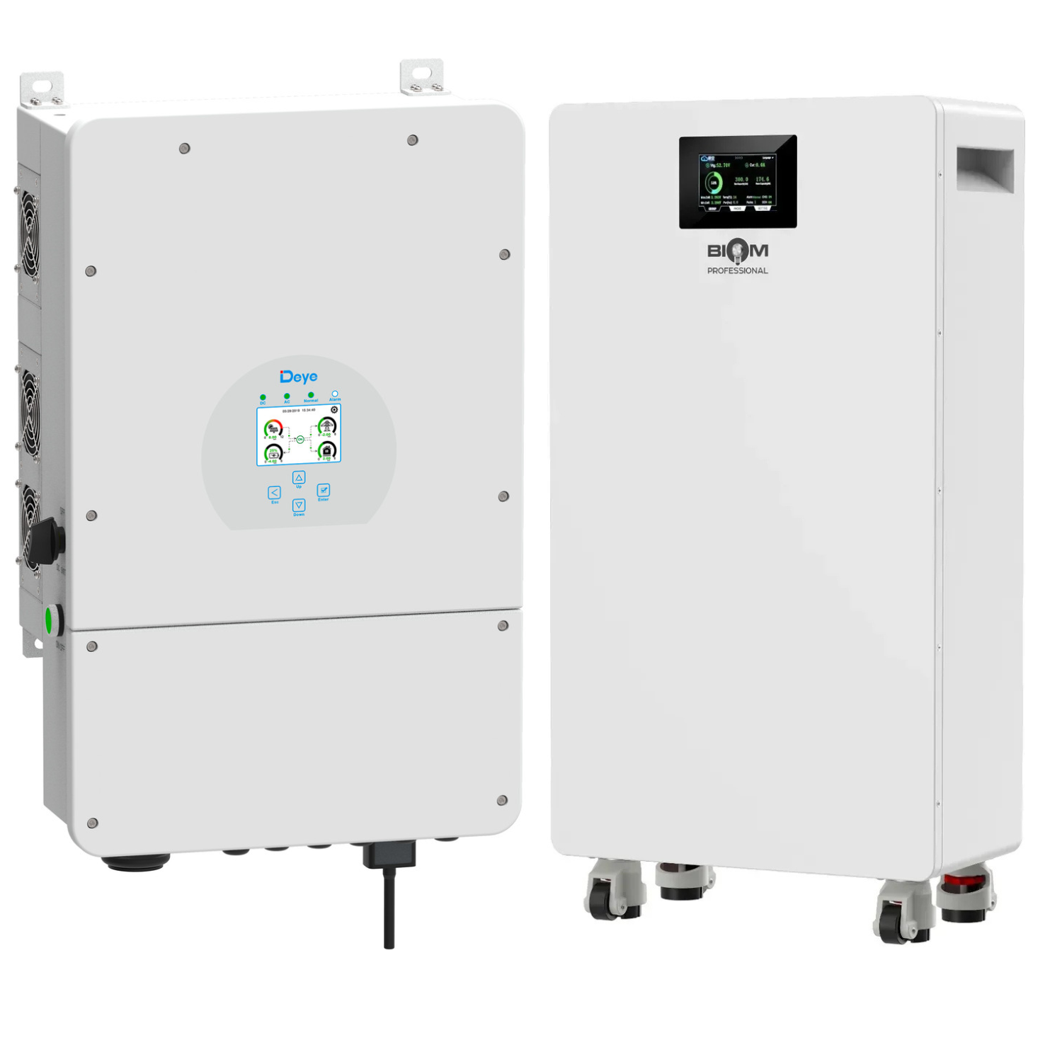 Комплект автономного энергоснабжения Deye SUN-10K-SG02LP1-EU-AM3 10 кВт и Biom Professional BALFP-512314-V2 16 кВт·ч White Комплект автономного энергоснабжения Deye SUN-10K-SG02LP1-EU-AM3 10 кВт и Biom Professional BALFP-512314-V2 16 кВт·ч White