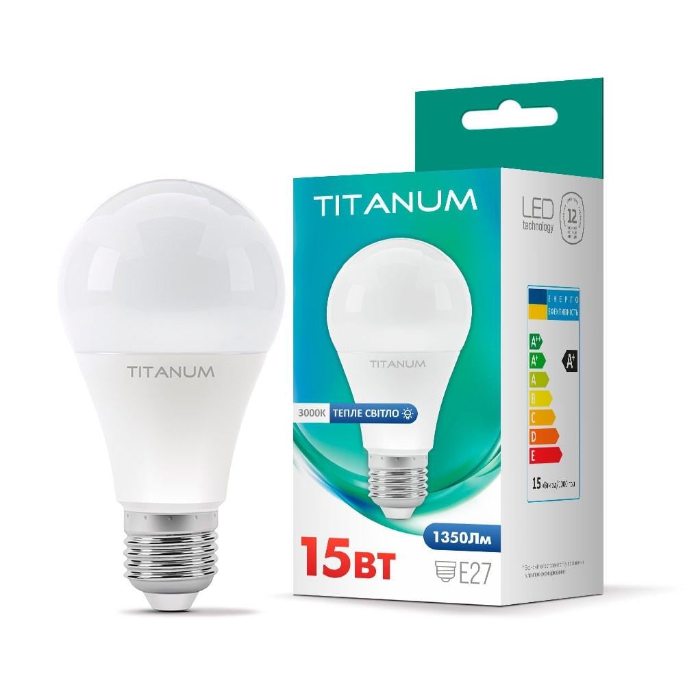 LED лампа TITANUM А65 15W E27 3000K 220V VIDEX TLA6515273