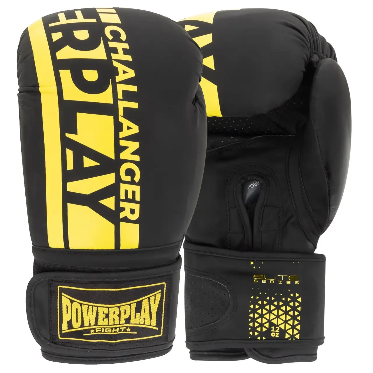 Боксерські рукавички PowerPlay 3086 Matt Challenger 10 ун. Чорно-жовтий (PP_3086_10oz_Bl/Yellow)