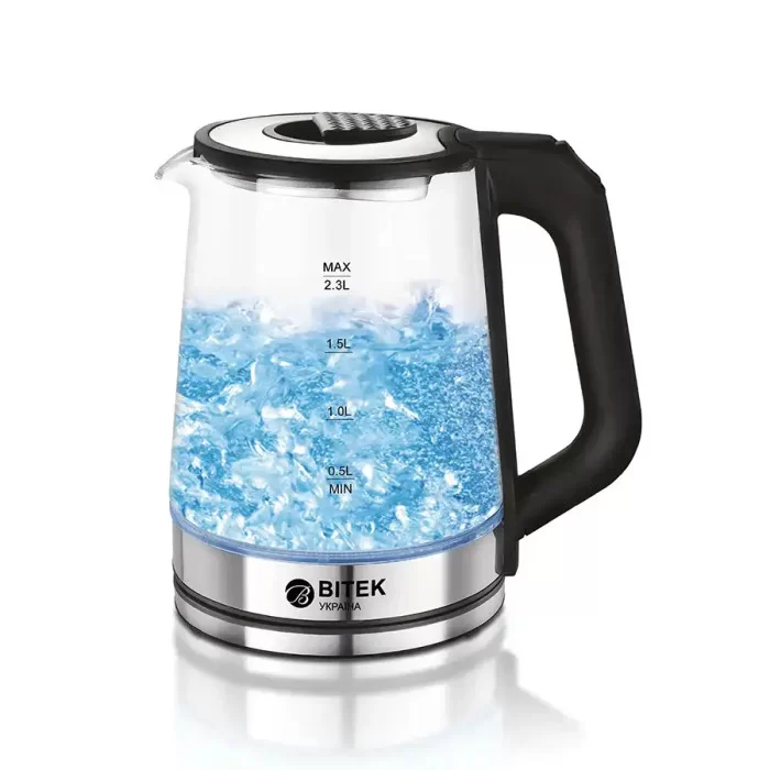 Електрочайник Bitek BT-7846 скляний 2,3 л Silver/Black (600646)
