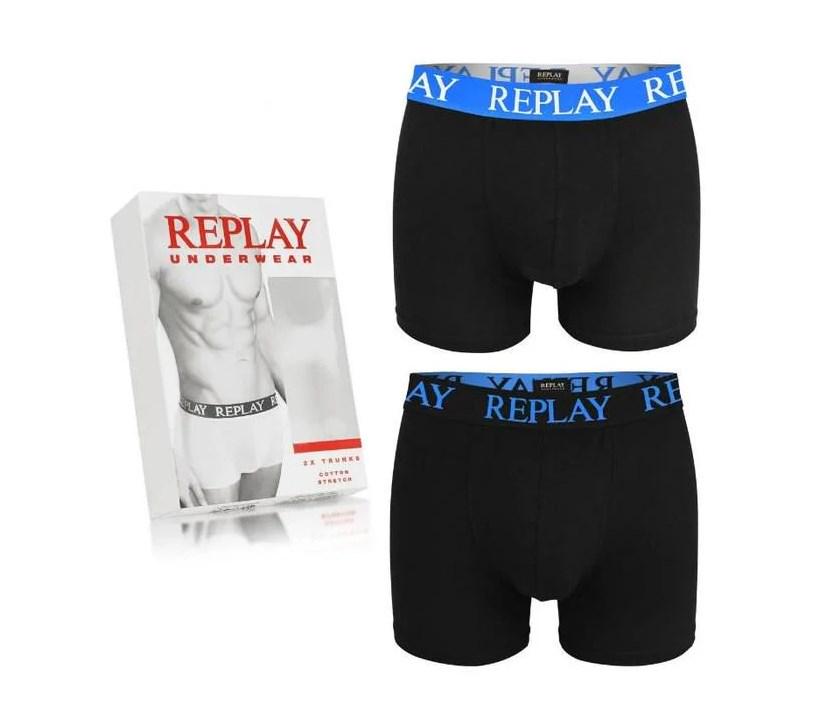 Труси-боксери чоловічі анатомічні Replay 2 шт. M Чорний/Синій (5876375) - фото 2 Труси-боксери чоловічі анатомічні Replay 2 шт. M Чорний/Синій (5876375) - фото 2