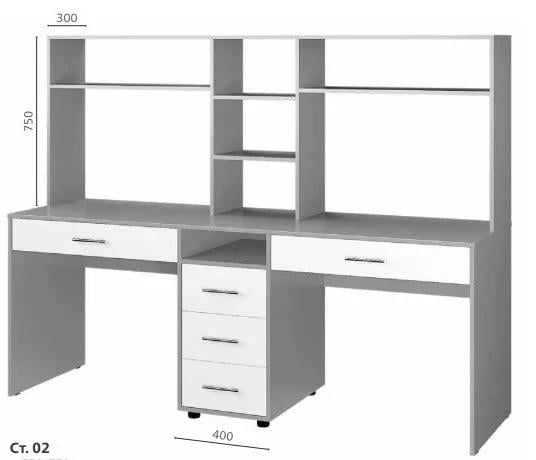Стіл письмовий Київський стандарт КС-02 з надбудовою Білий (6228368) - фото 2