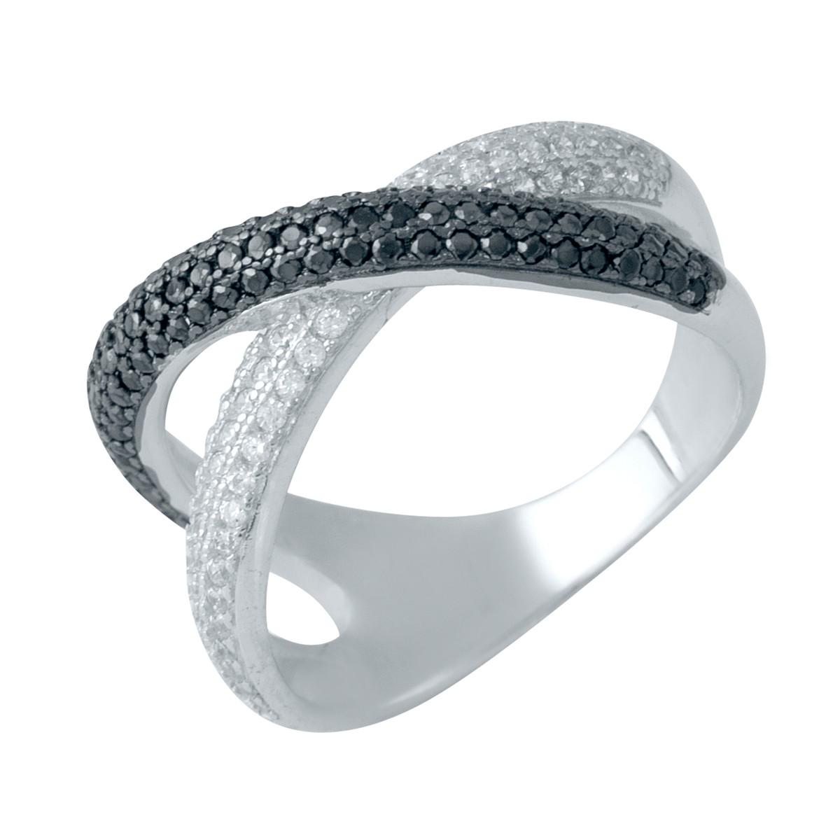 Кольцо серебряное с фианитами 4,33 г р. 17,5 (1987216)