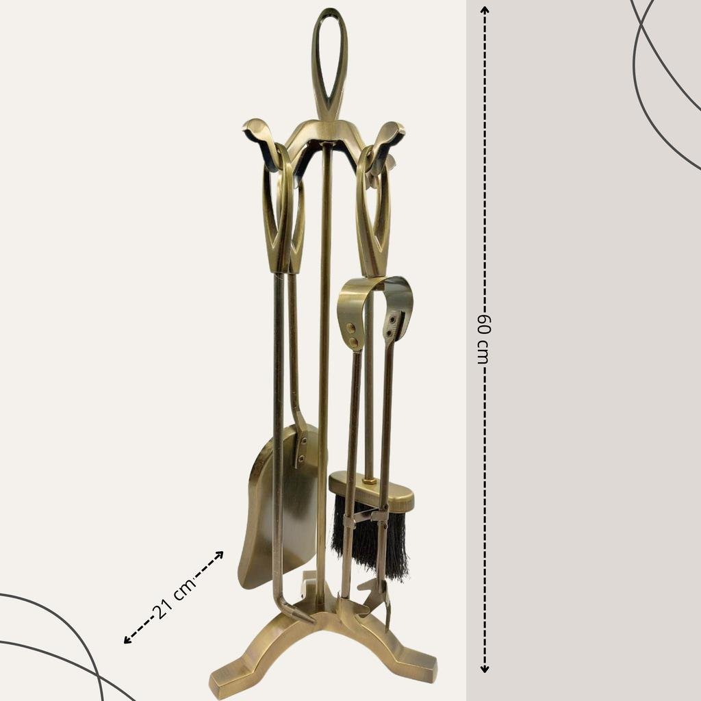 Набор каминный HAGE 5в1 нержавеющая сталь Gold (29219219) - фото 2 Набор каминный HAGE 5в1 нержавеющая сталь Gold (29219219) - фото 2