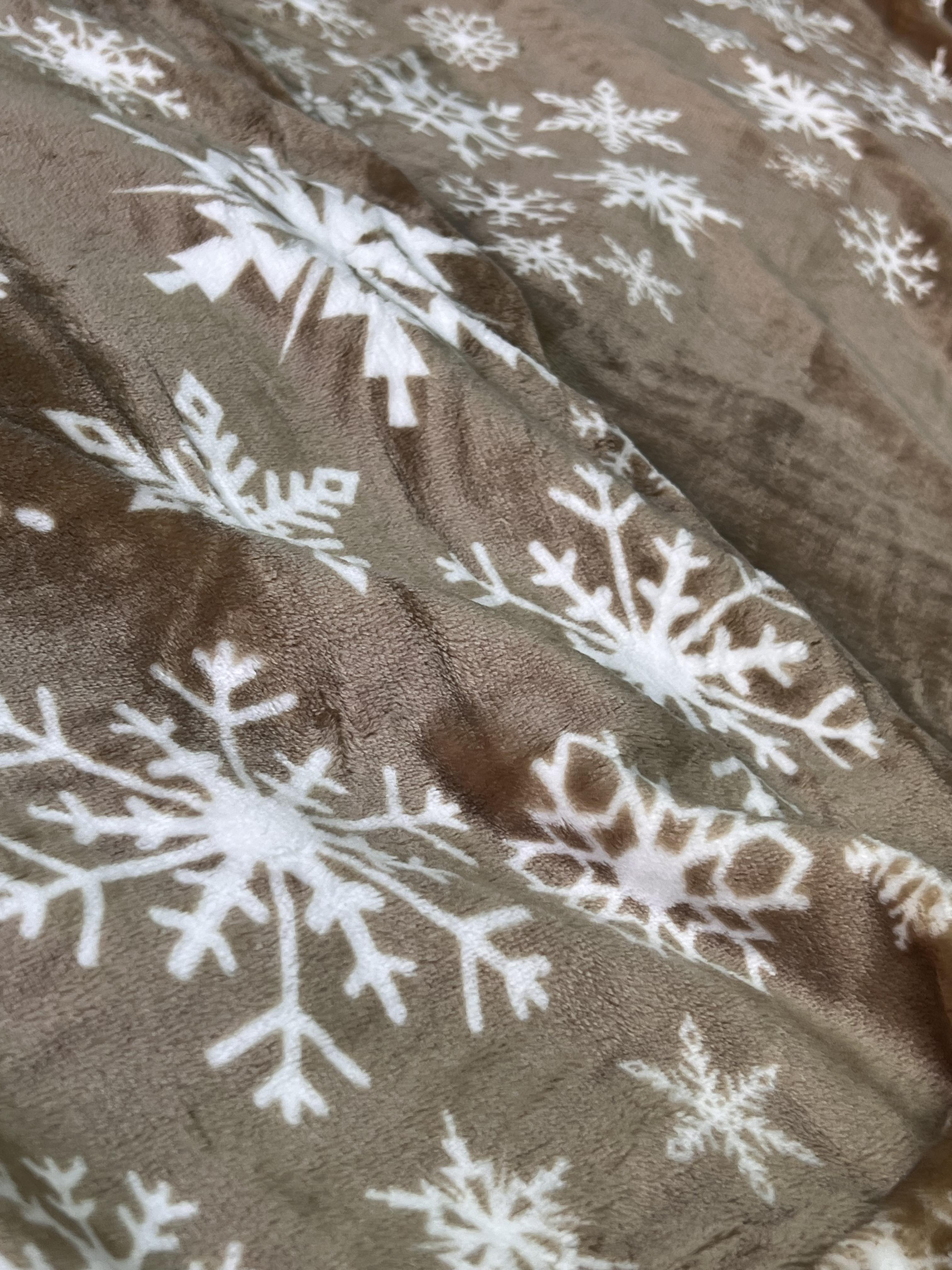 Плед теплий зі сніжинками новорічний 200х215 см Бежевий (2342663450) - фото 6