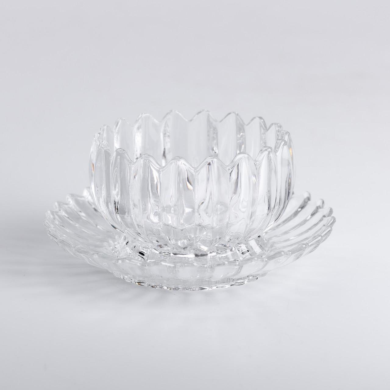 Набір піал із блюдцем 6 шт. зі скла 300 мл Прозорий - фото 5