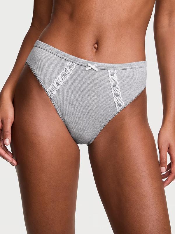 Трусики женские Victoria's Secret Stretch Cotton Rib хлопчатобумажные XS Серый (2375255560)