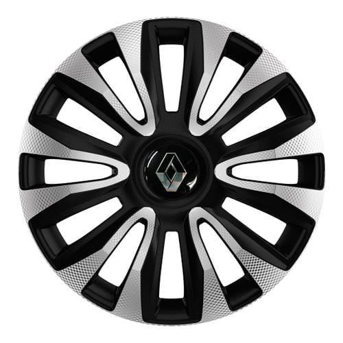 Колпаки для колес 4 Racing Avalon Carbon R16 с логотипом Renault 4 шт. Silver/Black
