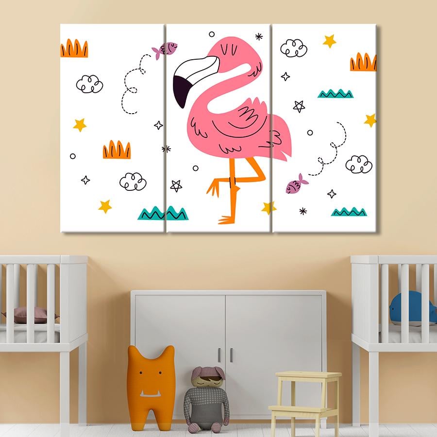 Картина в детскую комнату Красивый розовый фламинго 128x81 см (A1388-3)