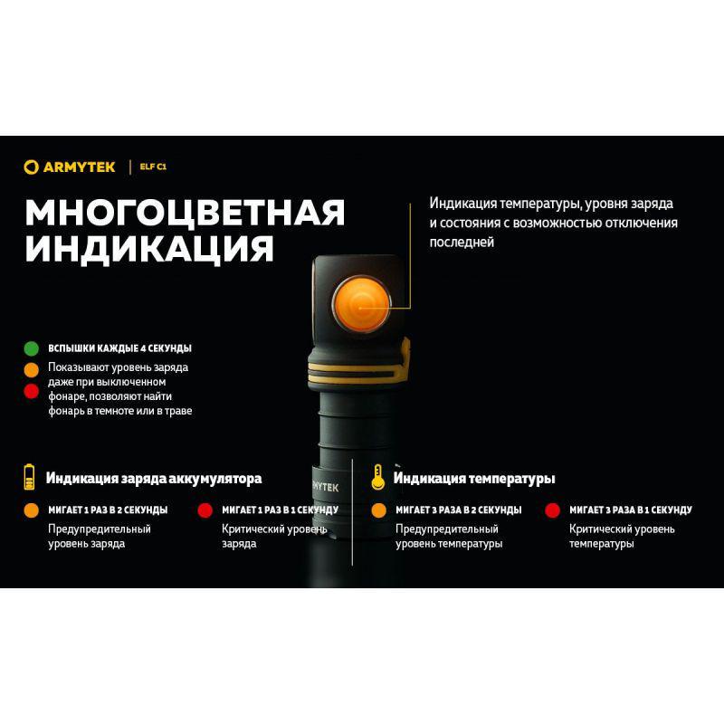 Фонарь налобный Armytek Elf C1 v2 USB 18350 - фото 14