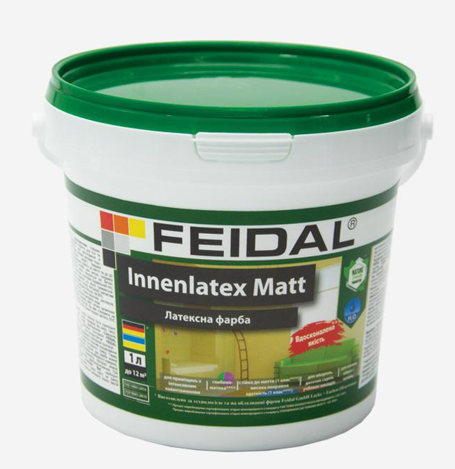 Краска латексная Feidal Innenlatex Matt для помещений с интенсивной нагрузкой глубоко-матовая 1 л Белый