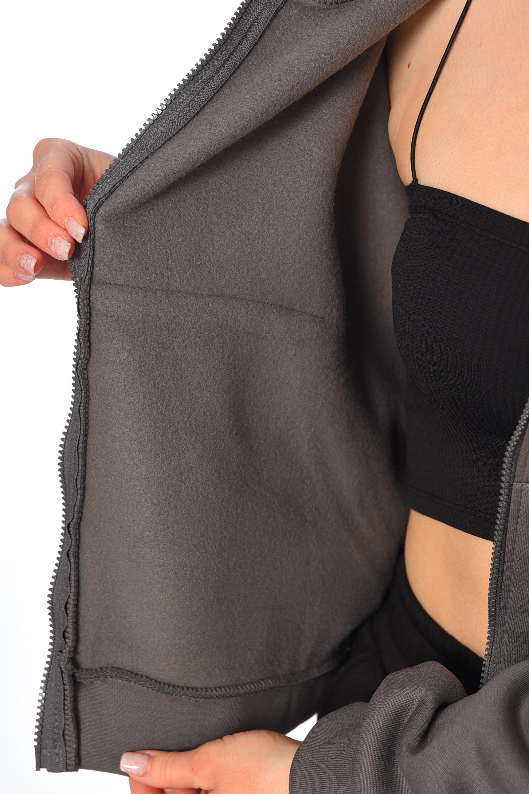 Худи женское на флисе M Серый (194807) - фото 4