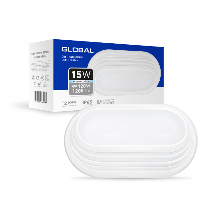 LED-світильник антивандальний Global 1-GBH-05-1550-E 15W 5000K (27568135)