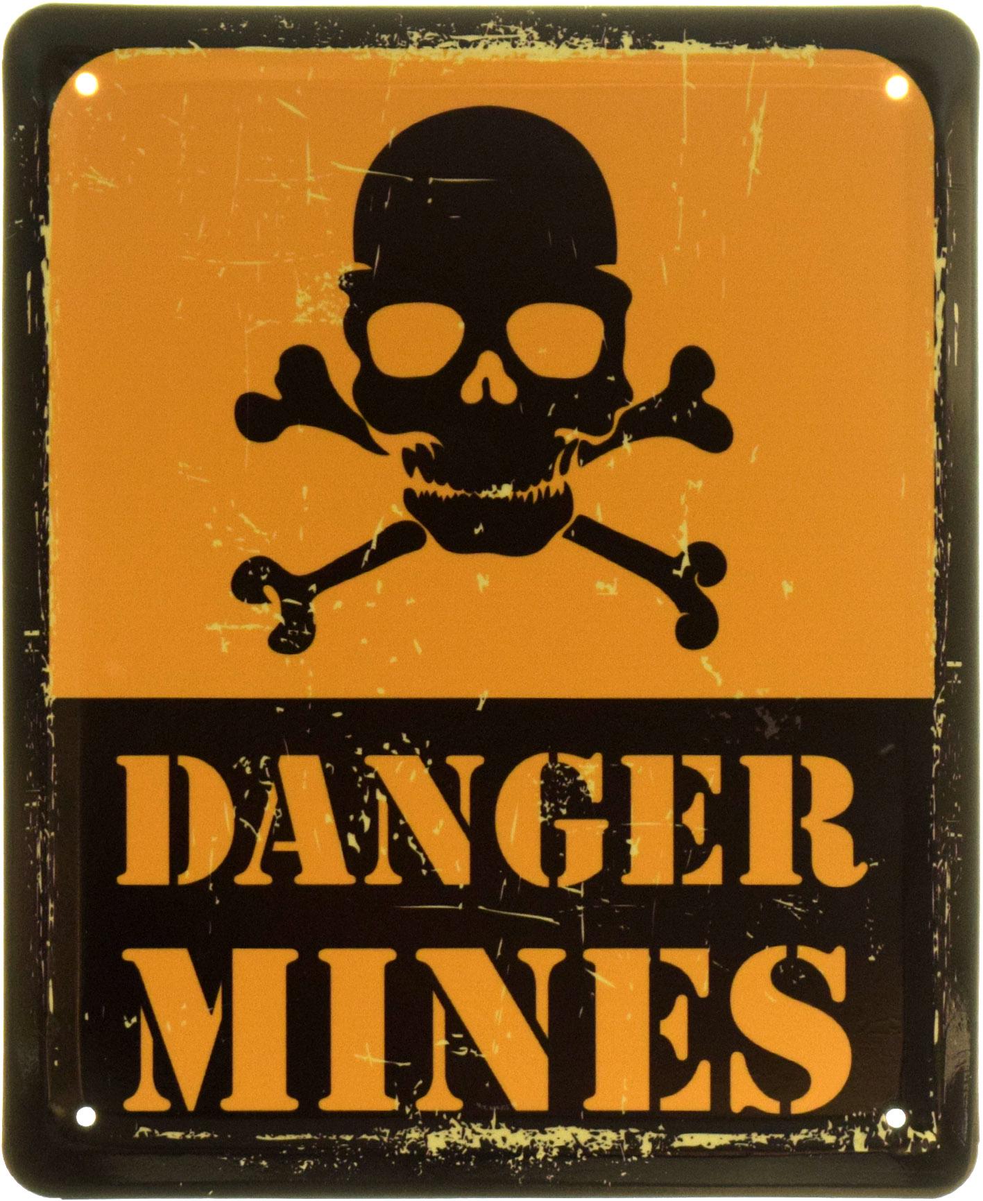 Табличка металлическая "Danger Mines" 18x22 см (ms-103863)