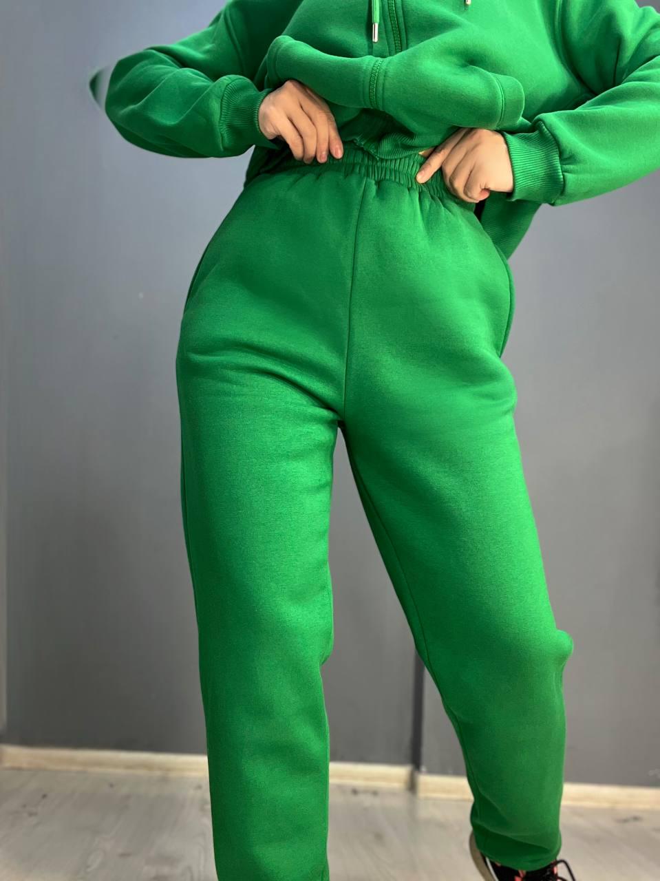 Брюки женские PEPPER MINT 24-13 спортивные джоггеры резинка на талии утепленные M Зеленый (914) - фото 3 Брюки женские PEPPER MINT 24-13 спортивные джоггеры резинка на талии утепленные M Зеленый (914) - фото 3