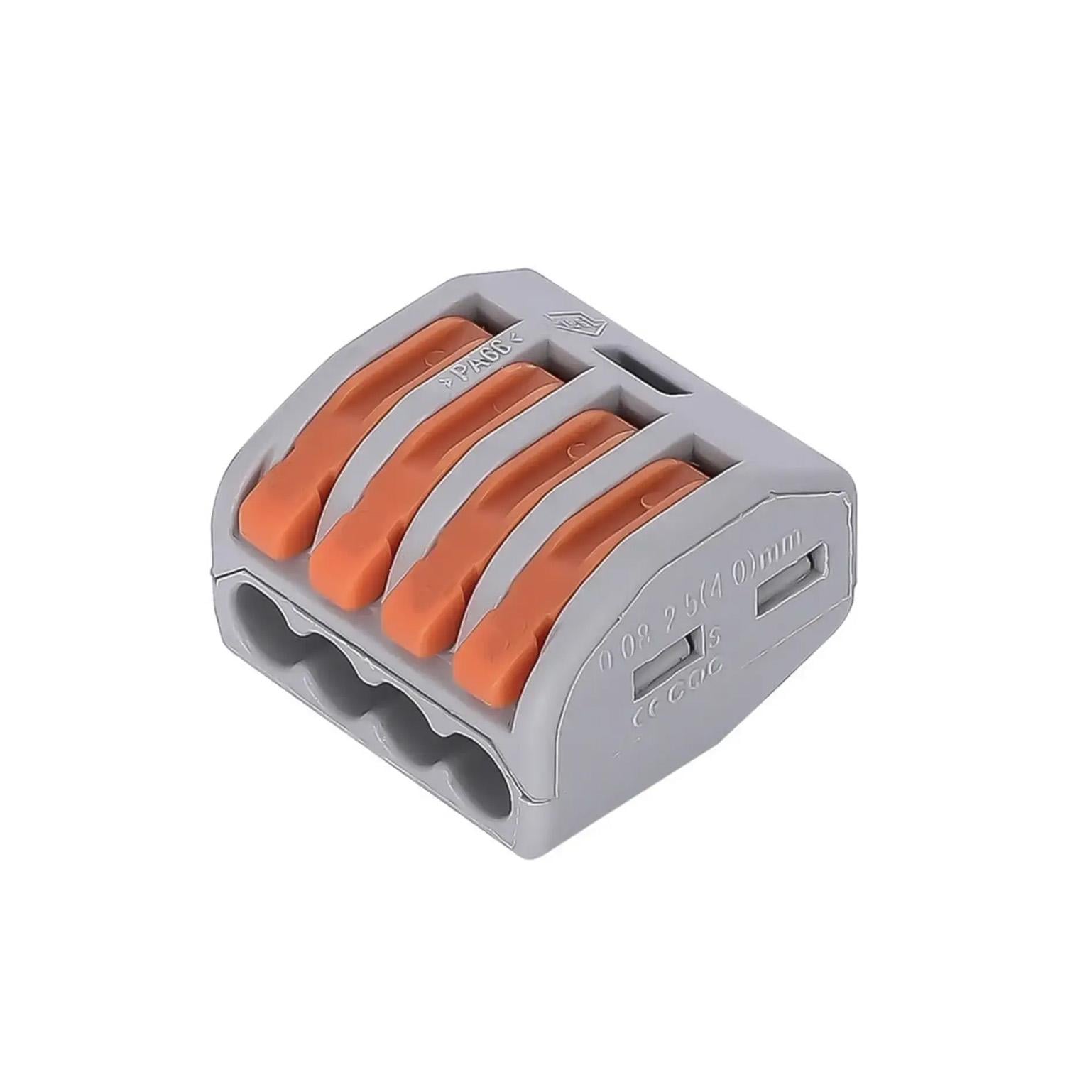 Набор клемм связующих типа WAGO Premium 222-414 на 4 провода 0,08–4 мм2/12–28AWG 32А 250V 100 шт. рычажный зажим