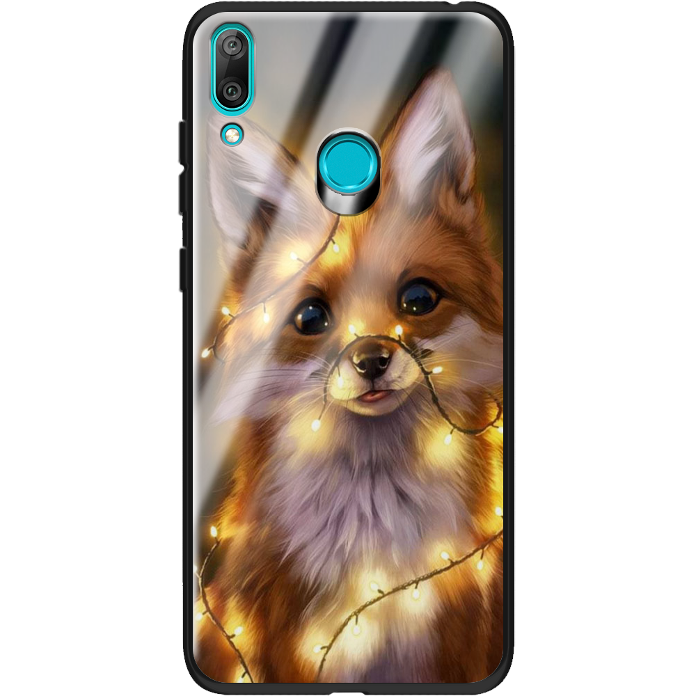 Чехол Boxface Huawei Y7 2019 Рождественская лиса Черный силикон со стеклом (36044-up2399-37730)