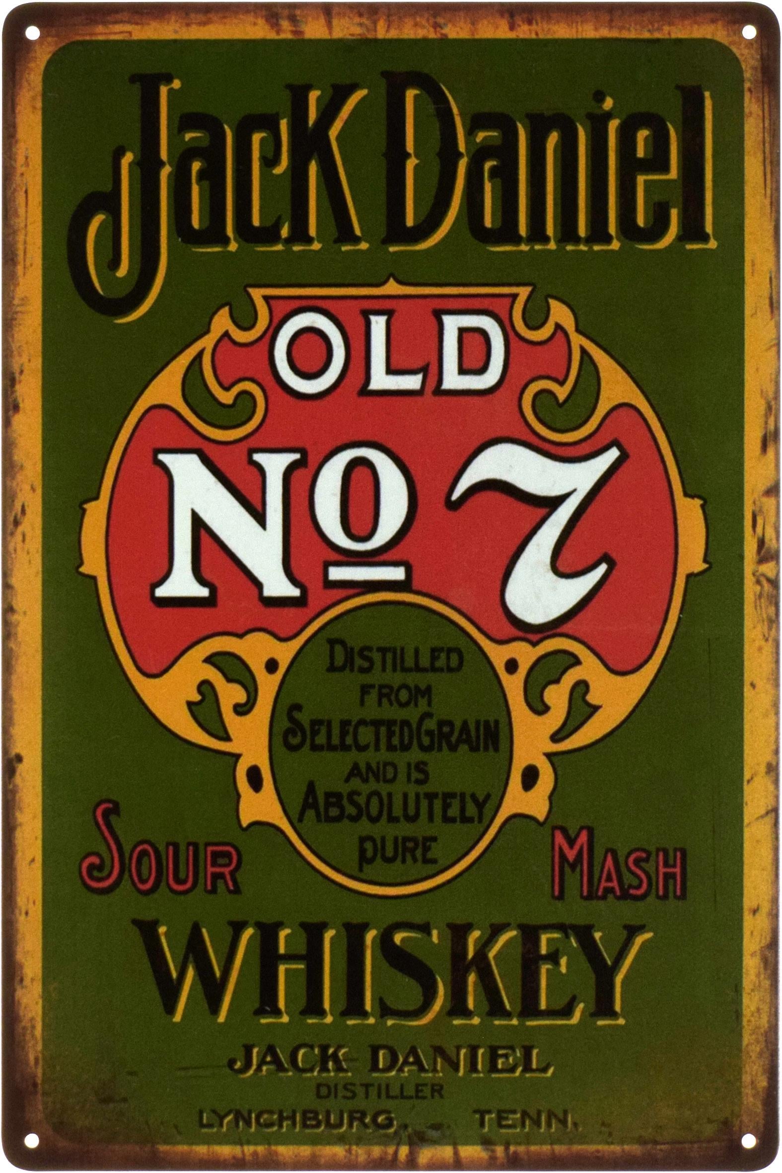 Металлическая табличка Whiskey Jack Daniel's Old №7 20x30 см